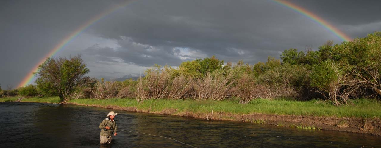 Fishing under a Madison Valley Rainbow